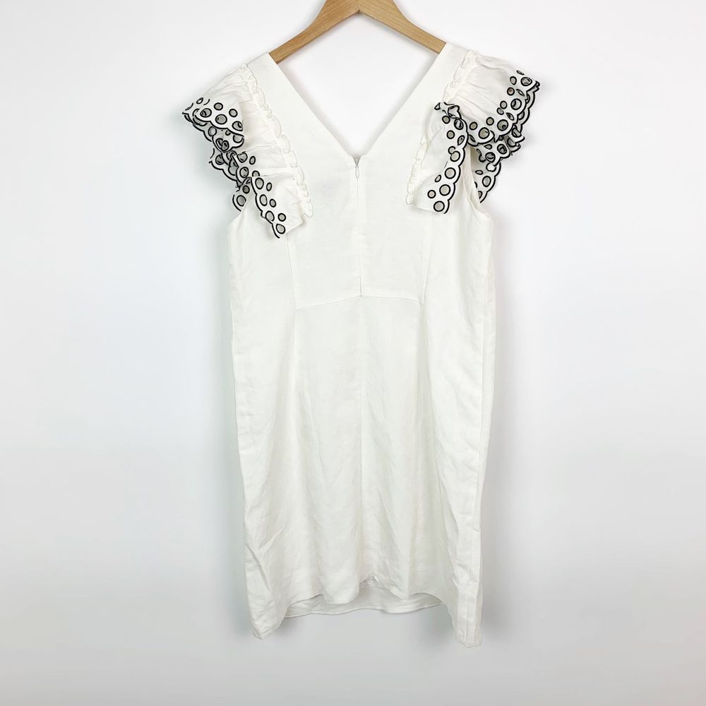 J. Crew White Eyelet Flutter-Sleeve V-Neck Dress - Picture 7 of 7
